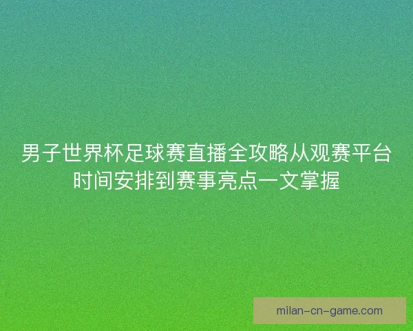 男子世界杯足球赛直播全攻略从观赛平台时间安排到赛事亮点一文掌握
